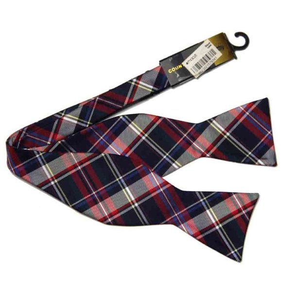 Countess Mara Bow Tie Silk Blend Plaid Men's One Size Adjustable NEW - Picture 1 of 1